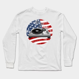 DJ Music Producer USA Flag Musician 4th July Long Sleeve T-Shirt